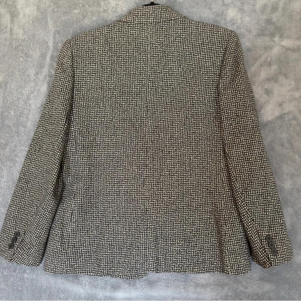 Evan Picone Wool Herringbone Black and White Blazer size 8 Vintage made in USA